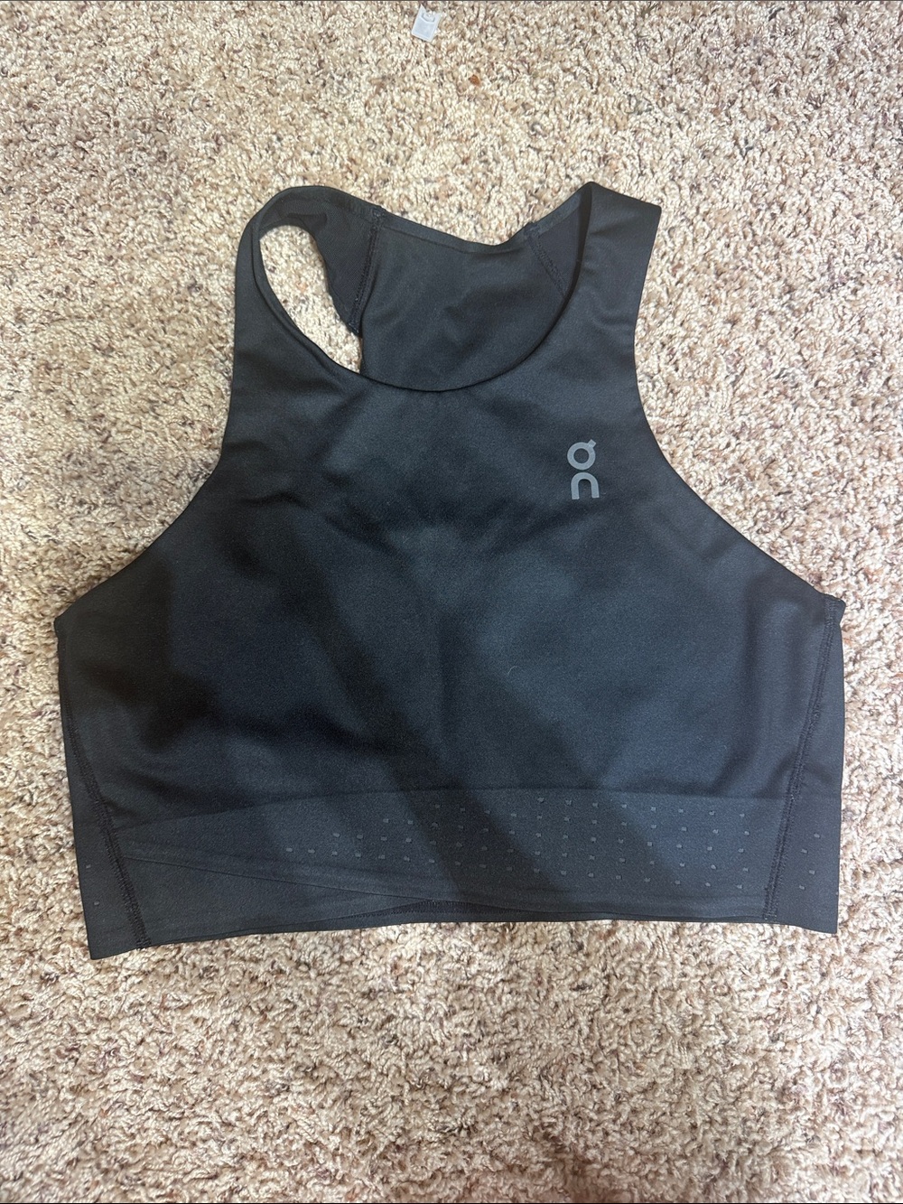 On Running Black High-Neck Crop Top - Supportive Athletic Style